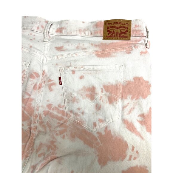 Levis Womens High Rise Skinny Frayed Ankle 721 Jean 20W Pink white Tie-Dye Denim - Picture 9 of 12